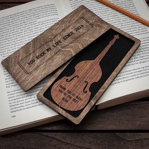Double Bass Bookmark Walnut / Personalized Double Bass Gift