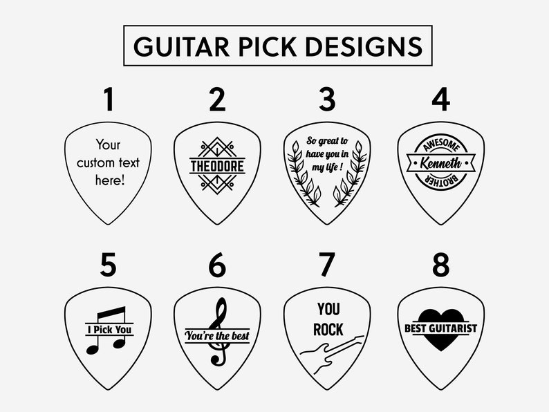 Gegraveerde houten plectrums gepersonaliseerde plectrums gitaarcadeau afbeelding 9