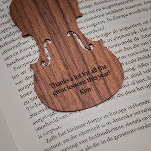 Violin Bookmark Walnut / Personalized Violin Gift image 6