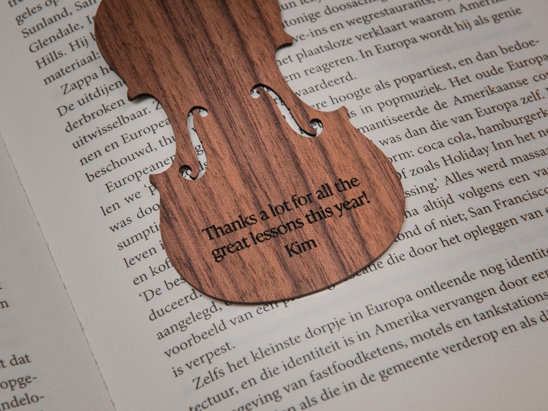 Violin Bookmark Walnut / Personalized Violin Gift image 6