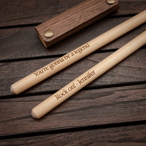 Engraved Drumsticks with Wooden Holder Personalized gift Drummer gift image 2