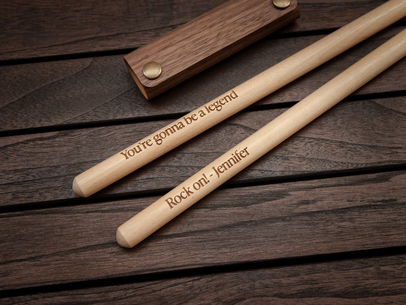 Engraved Drumsticks with Wooden Holder Personalized gift Drummer gift image 2