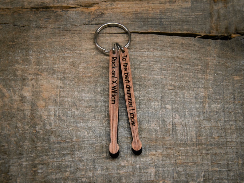 Personalized Drumstick Keychain Walnut / Personalized Drum Etsy