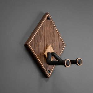 Soporte de pared de madera para guitarra - Roble oscuro - Regalo de guitarra personalizado