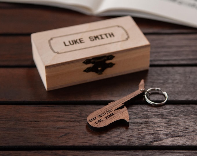 Personalized Saxophone Keychain Walnut / Personalized Music gift