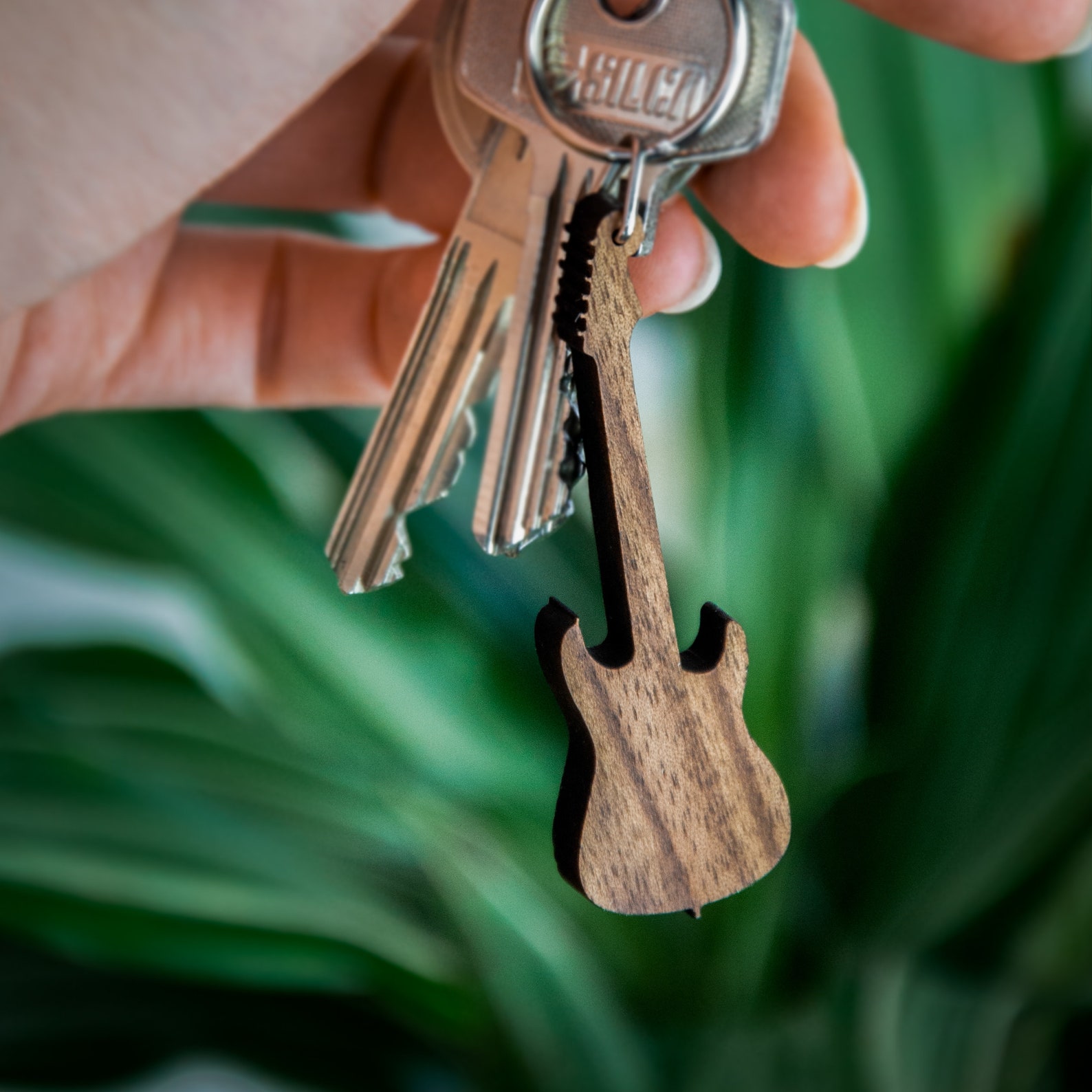 Personalized Electric Guitar Keychain Walnut / Guitar Gift / Etsy