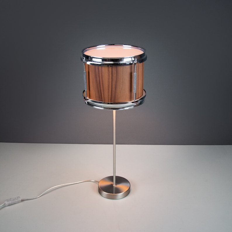 Wooden Drum Lamp 'rudd' Drum Table Lamp Walnut Etsy