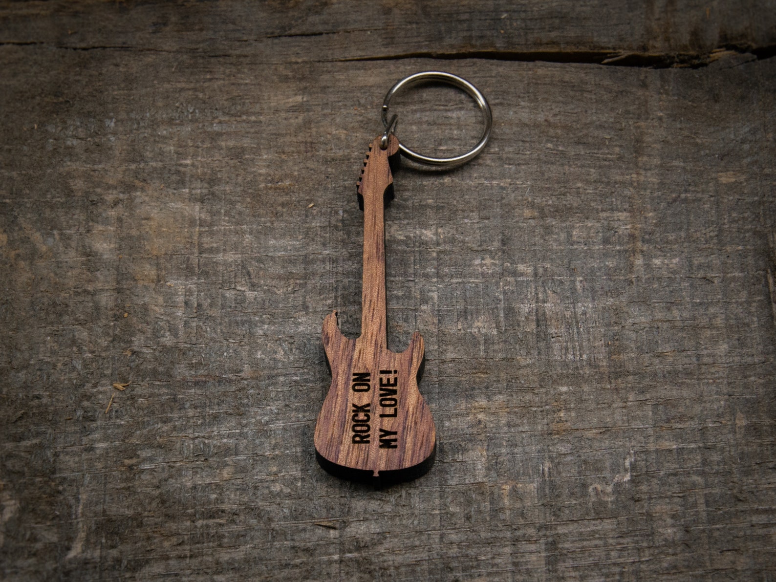 Personalized Electric Guitar Keychain Walnut / Guitar Gift / - Etsy
