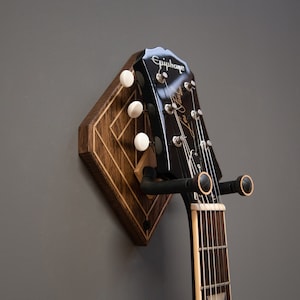 Wooden Guitar Wall Mount Oak Dark Optical Illusion image 2