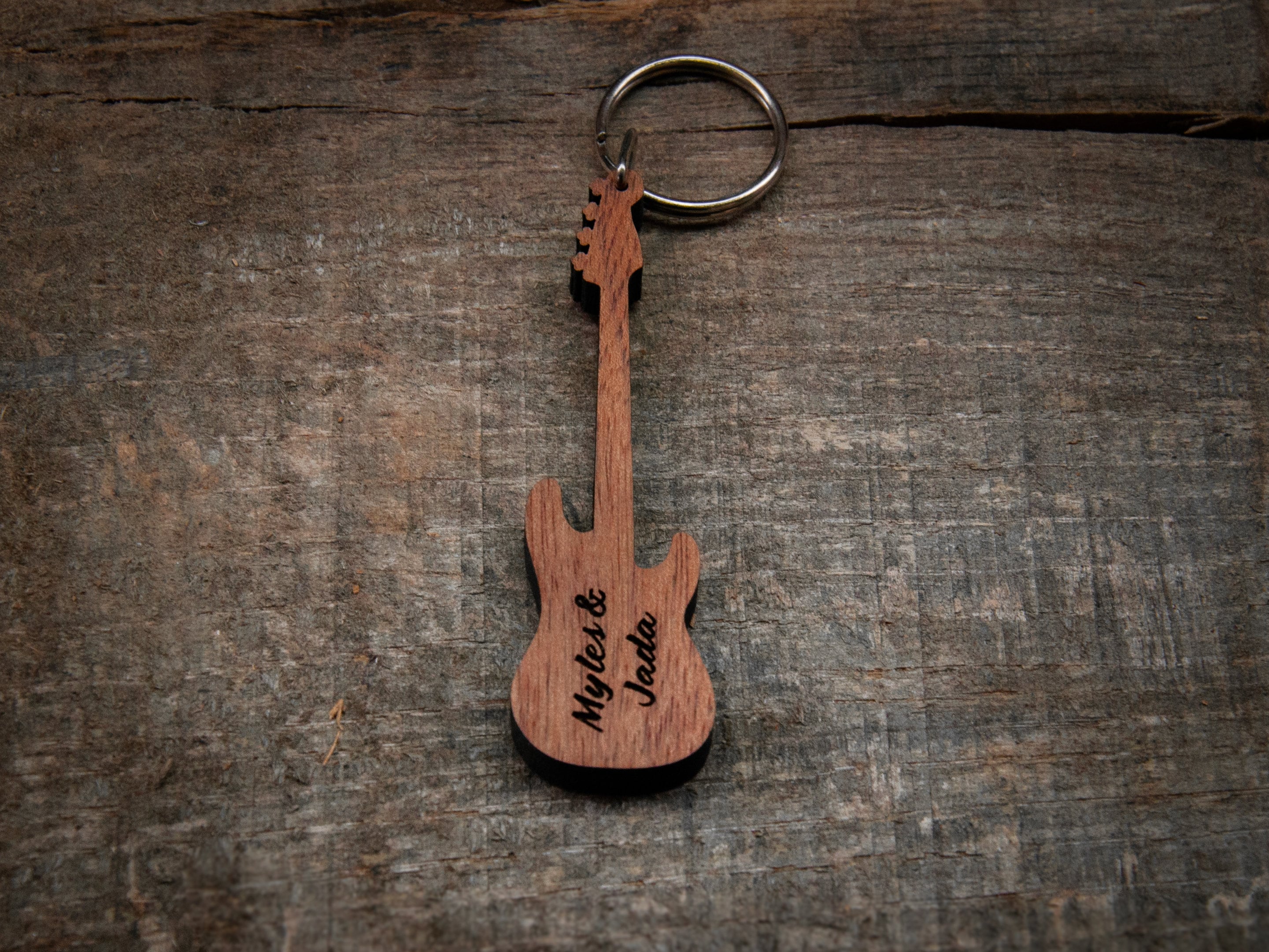 Personalized Bass Guitar Keychain Walnut / Personalized Music Etsy