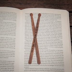 Drumsticks Bookmark Walnut / Personalized Drum Gift