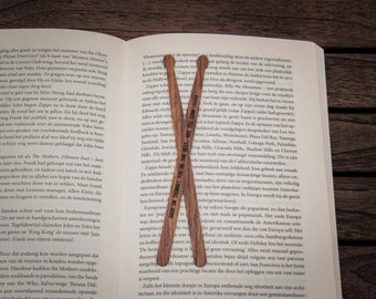 Drumsticks Bookmark Walnut / Personalized Drum Gift