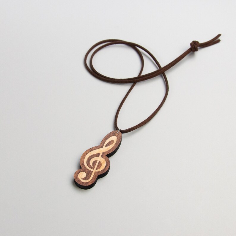 Personalized G-Clef Necklace Walnut /& Maple Personalized Music Gift Music Gift