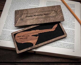 Saxophone Bookmark Walnut / Personalized Saxophone Gift
