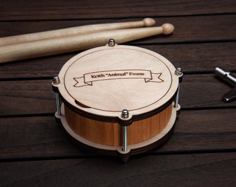 Wooden Drum Box Light - Drummer Gift - Engraved Box