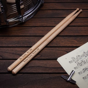 Engraved Drumsticks with Wooden Holder Personalized gift Drummer gift Drumsticks Only