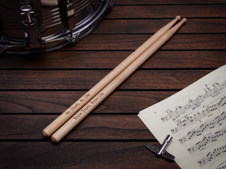 Engraved Drumsticks with Wooden Holder Personalized gift Drummer gift Drumsticks Only