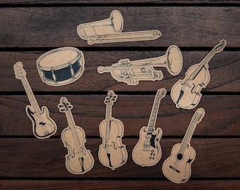 Musical Instruments Sticker Pack - 100% Recycled Paper - Music Gift