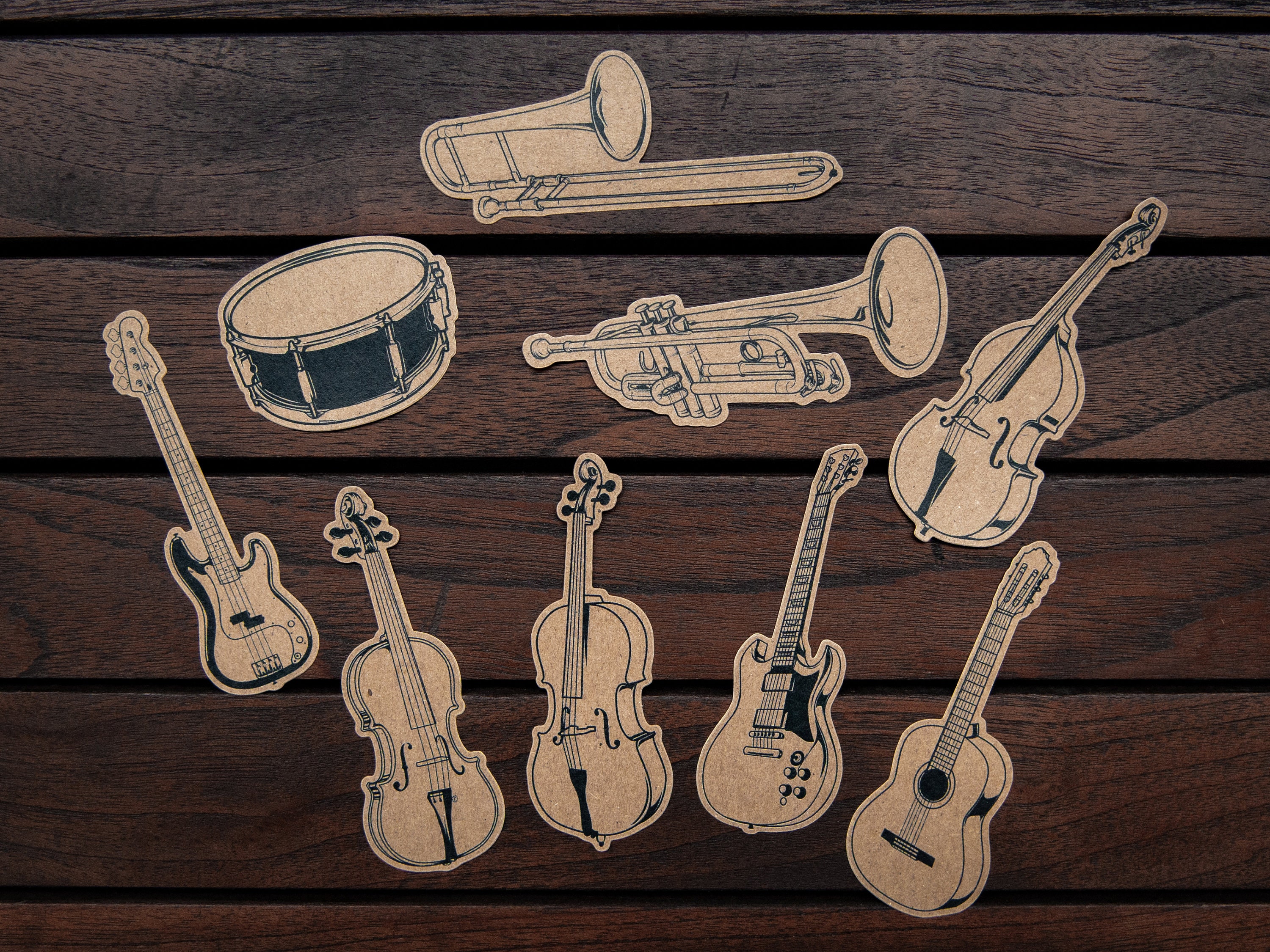 Stickers Intsrument Musical Instruments Sticker Pack - 100% Recycled Paper - Music Gift - Etsy