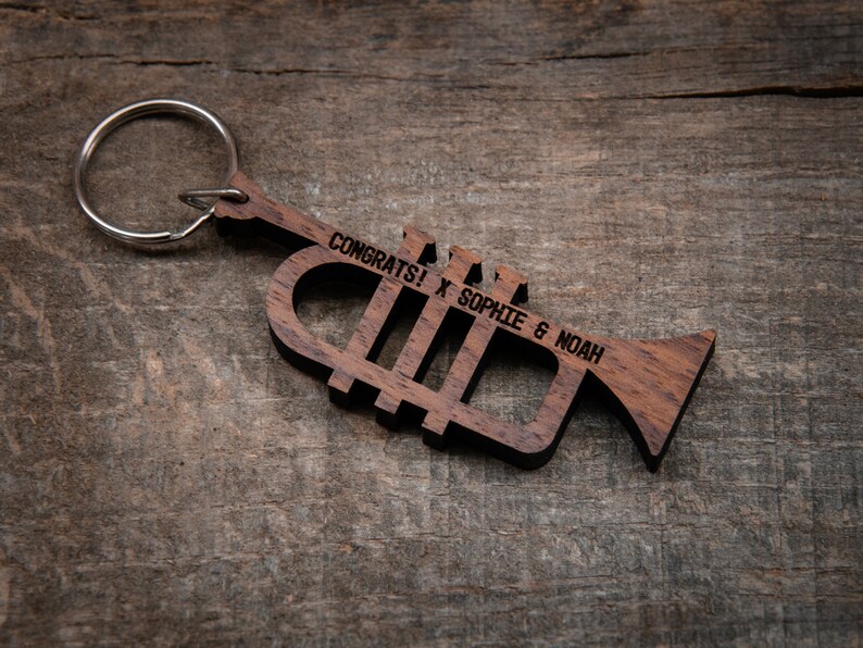 Personalized Trumpet Keychain Walnut / Personal Music Gift Etsy