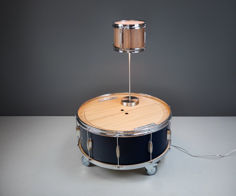 Wooden Drum Lamp 'rudd' Drum Table Lamp Walnut Etsy