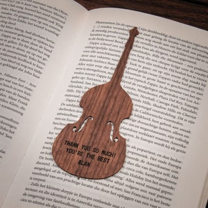 Double Bass Bookmark Walnut / Personalized Double Bass Gift