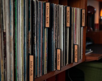 Set Of Vinyl Record Genre Dividers | Luxury Music Gift | Personalized