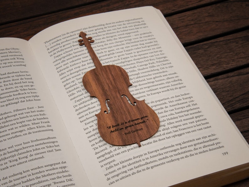 Cello Lesezeichen Walnuss / Personalisiertes Cello Geschenk Bild 1