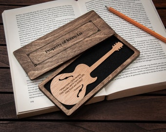 Guitar Bookmark Oak / Personalized Guitar Gift