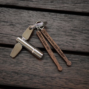 Drum Key with Personalized Drumstick Keychain Walnut / Personalized Drum Keychain / Music gift