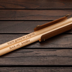 Engraved Drumsticks with Wooden Holder Personalized gift Drummer gift image 4