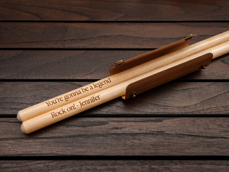 Engraved Drumsticks with Wooden Holder Personalized gift Drummer gift image 4