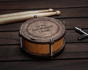 Wooden Drum Box Dark - Drummer Gift - Engraved Box