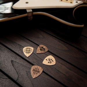 Engraved Wooden Guitar Picks Personalized Picks Guitar Gift Without Pick Holder