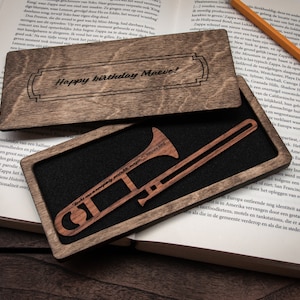 Trombone Bookmark Walnut / Personalized Trombone Gift