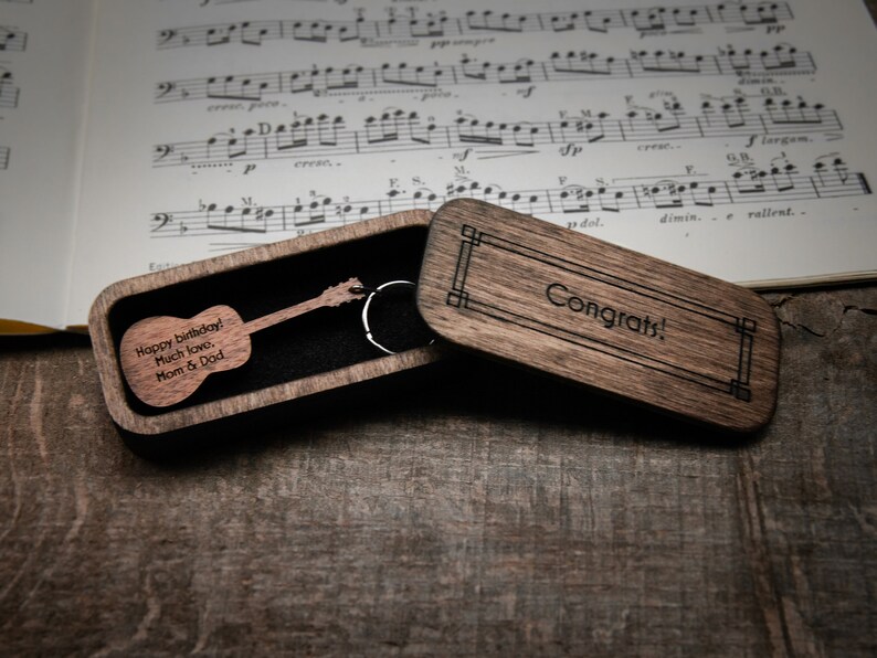 Personalized Guitar Keychain Walnut / Personalized Music Gift Etsy