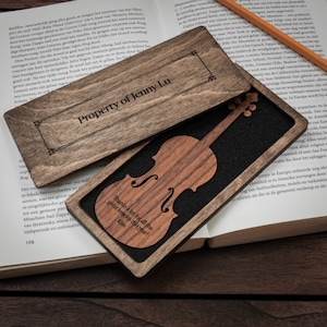 Violin Bookmark Walnut / Personalized Violin Gift