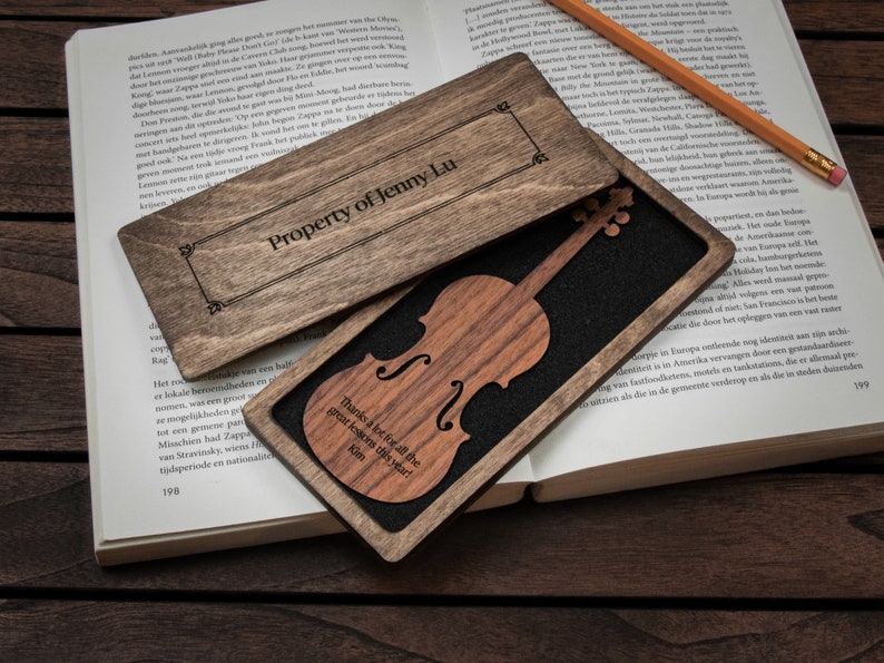 Violin Bookmark Walnut / Personalized Violin Gift image 2