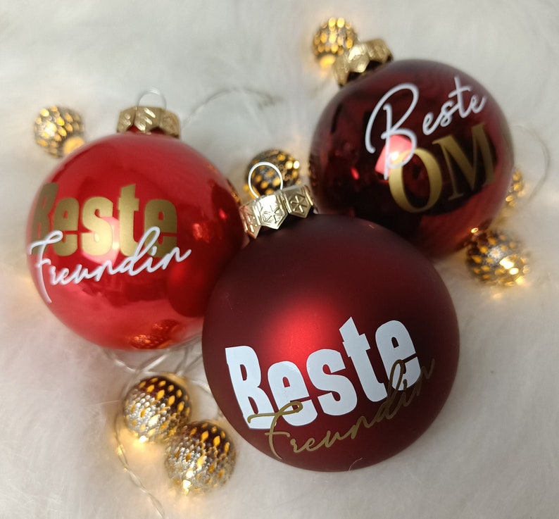 Weihnachtskugeln BESTE .. Freundin Tante ect. ... /Geschenk Weihnachten personalisiert Glaskugel /Christbaumkugel Wichtel Geschenk Bild 1