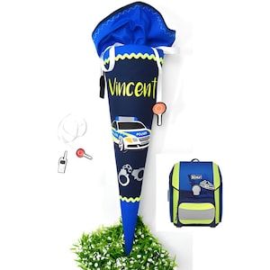 Cono escolar Coche de policía azul/neón a juego con el coche de policía azul Scout