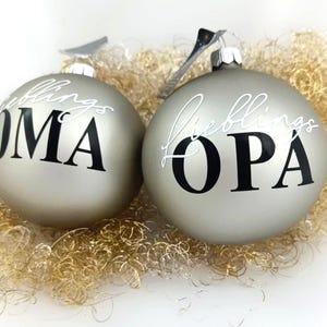 Christmas baubles, favorite... Grandma/Grandpa, grey | Christmas gift | Secret Santa | personalized | glass bauble | Christmas tree ornament | with name