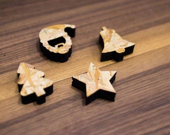 Christmas Tree Decorations | Mini Baubles | Wood | Christmas decorations | Laser cut | OSB wood | Recycled