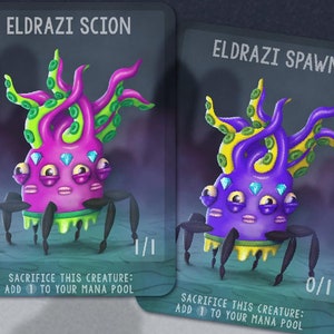 5 Eldrazi Scion and Spawn Tokens for Magic the Gathering, MTG, double sided