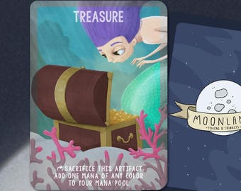 5 Treasure Artifact Tokens MTG, for Magic the Gathering