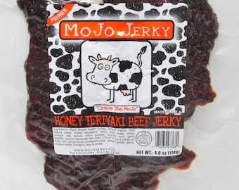 MoJo Jerky "Honey Teriyaki" Teriyaki with a Touch of Honey - 1/4 lb Bag Handcrafted Gourmet Thin-Cut Chewy Beef Meat Jerky USA