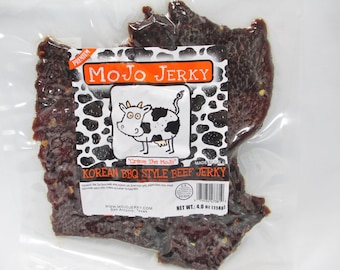 MoJo Jerky "Korean BBQ" Spicy/Hot  - 1/4 lb Bag Handcrafted Gourmet Thin-Cut Chewy Beef Meat Jerky USA