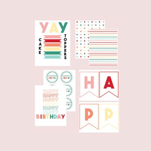 Pacchetto decorazioni di compleanno COLORATO stampabile, banner di buon compleanno, download istantaneo, festa per ragazze, festa di compleanno, festa stampabile, PDF