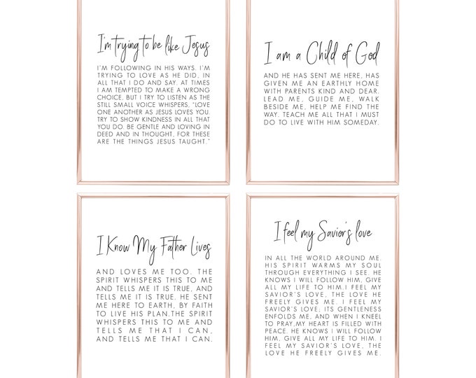 Printable Set of 4 LDS Wall Art LDS Print Printable I Am a Child of God ...