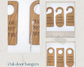 Solid Oak Wood Do Not Disturb Door Hanger, Personalized Wooden Door Sign For Bedrooms, Natural Wood Office Door Signs