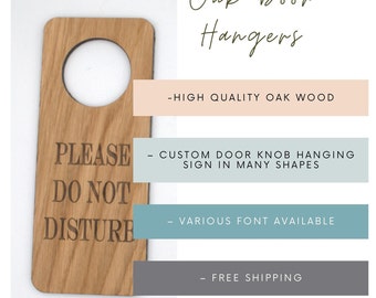 Solid Oak Wood Do Not Disturb Door Hanger, Personalized Wooden Door Sign For Bedrooms, Natural Wood Office Door Signs